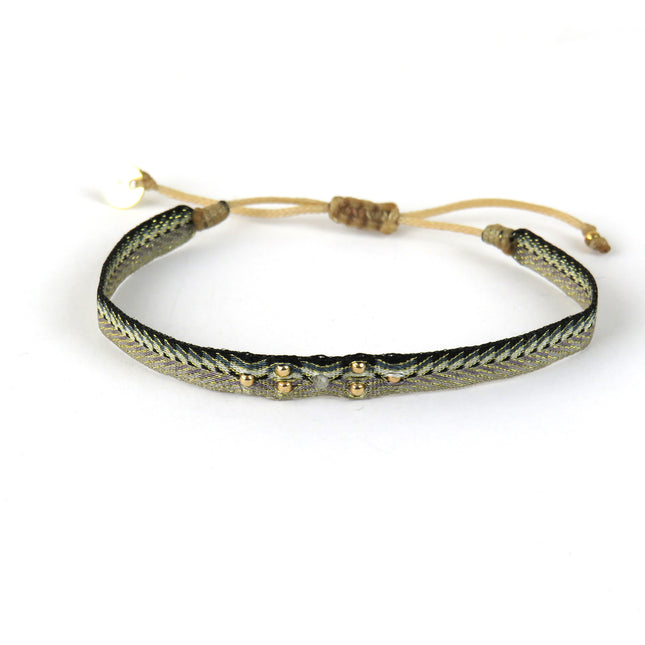 Bracelet tissé main "Fleur" avec Billes en Or - LeJu