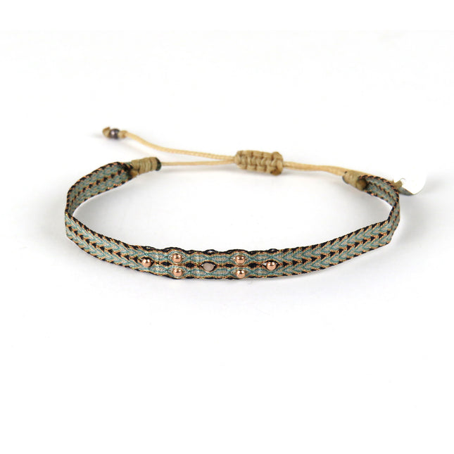 Bracelet tissé main "Fleur" avec Billes en Or - LeJu