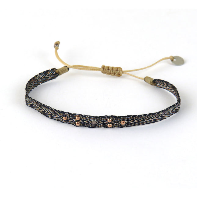 Bracelet tissé main "Fleur" avec Billes en Or - LeJu