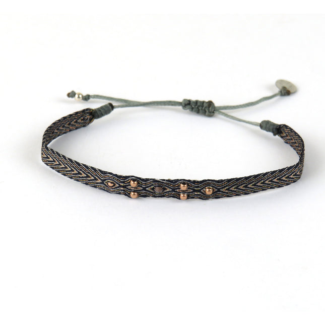 Bracelet tissé main "Fleur" avec Billes en Or - LeJu