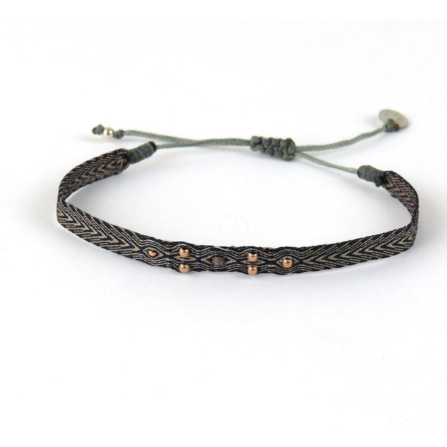 Handwoven Bracelet "Flower" with Gold Beads - LeJu