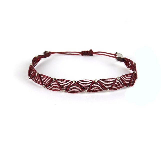 Bracelet tissé main motif en zigzag avec Billes en Or - LeJu