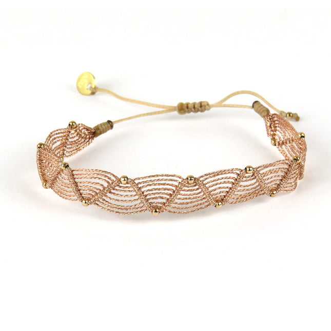 Zigzag Handwoven Bracelet with Gold Beads - LeJu