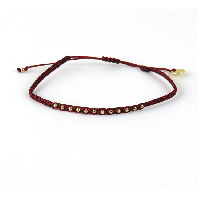 Fin Bracelet tissé main avec Billes en Or - LeJu