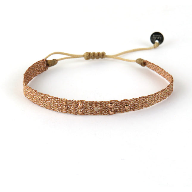 Bracelet tissé main "Fleur" avec Billes en Or - LeJu