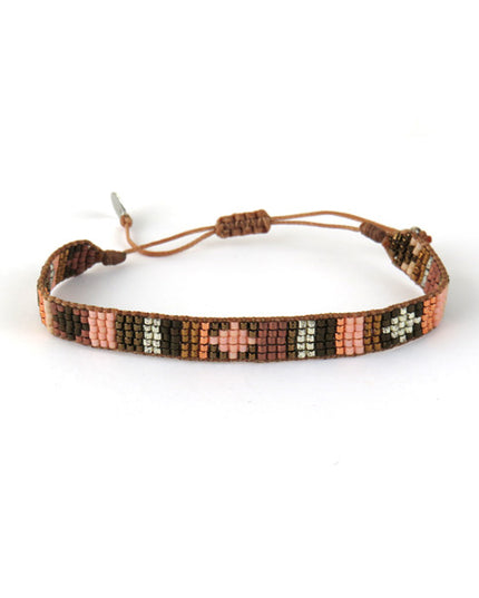 Large Bracelet Tila tissé main dans les tons Rose - LeJu