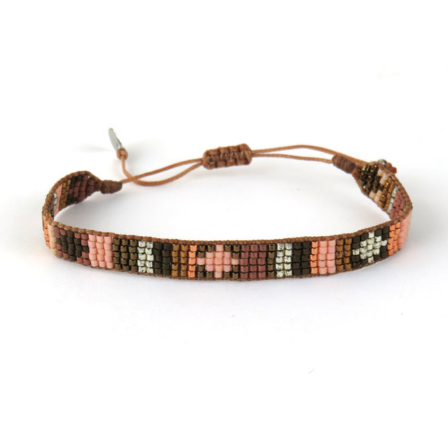 Large Bracelet Tila tissé main dans les Tons Cognac - LeJu