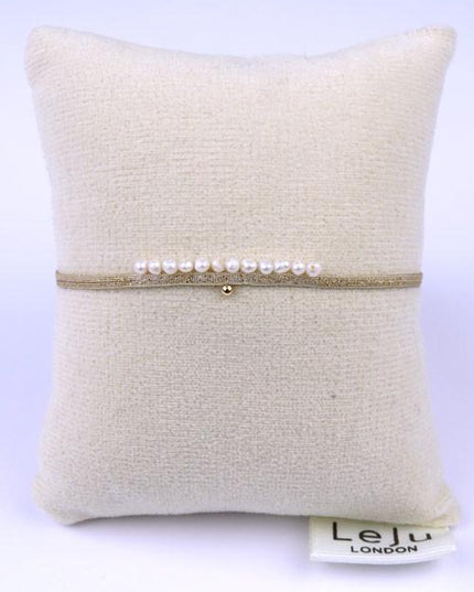 Fin Bracelet doré tissé main Peacock avec Perles et Bille en Or - LeJu