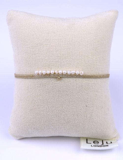 Fin Bracelet doré tissé main Peacock avec Perles et Bille en Or - LeJu