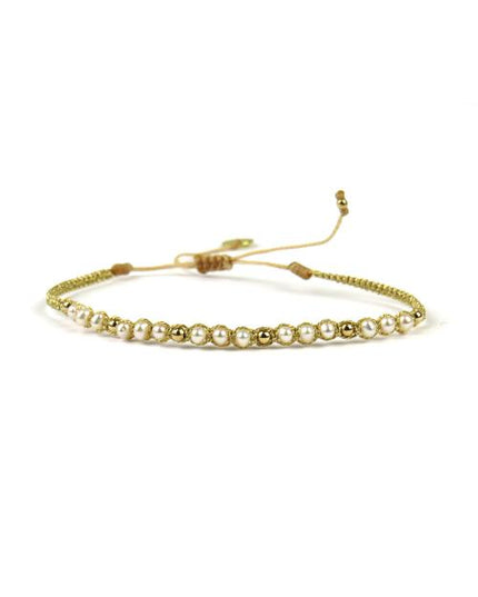 Bracelet tissé main Holly avec Perles et Billes Or - LeJu