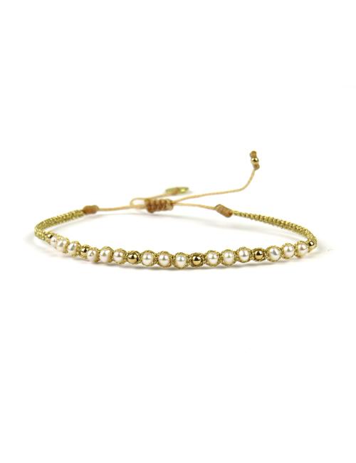 Bracelet tissé main Holly avec Perles et Billes Or - LeJu