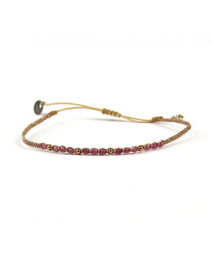 Bracelet tissé main Goldy avec Tourmalines et Billes Or - LeJu