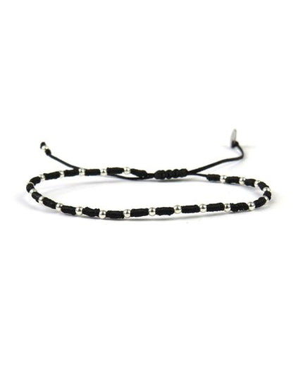 Bracelet tissé main Homme Argent et Noir - LeJu
