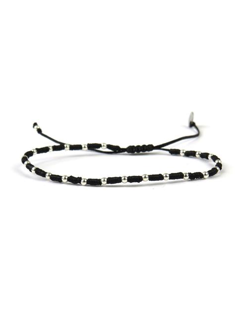 Bracelet tissé main Homme Argent et Noir - LeJu