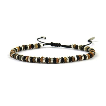Bracelet tissé main Homme Argent, Onyx et Jaspe - LeJu