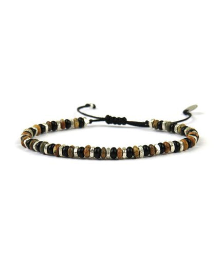 Bracelet tissé main Homme Argent, Onyx et Jaspe - LeJu