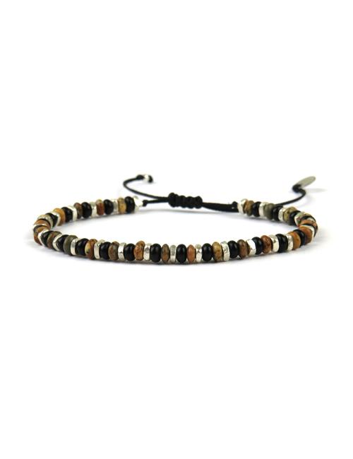 Bracelet tissé main Homme Argent, Onyx et Jaspe - LeJu