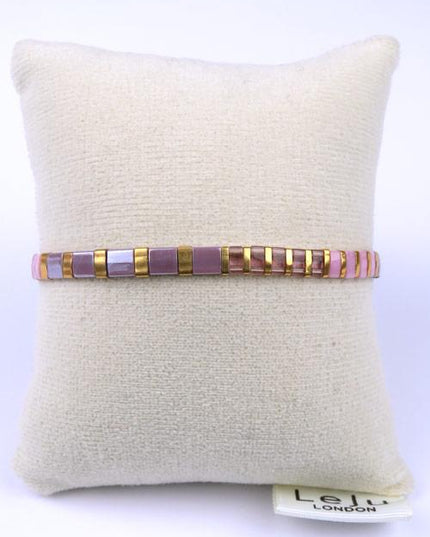 Bracelet Tila tissé main dans les tons roses - LeJu