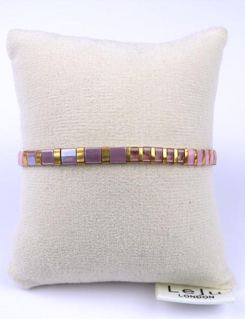 Bracelet Tila tissé main dans les tons roses - LeJu