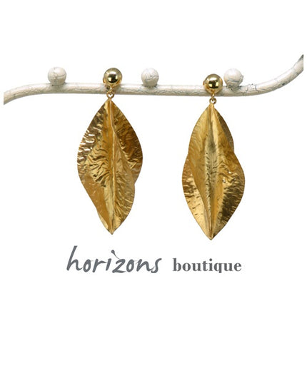 Boucles d'oreilles Feuilles Croisées Or - Plumetti