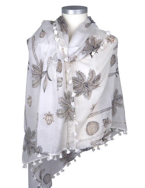 Écharpe Pompon Palmier Litchi - Citrus