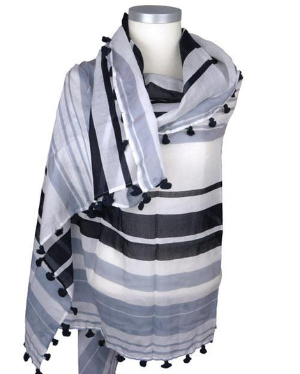 Écharpe Pompon à Longues Rayures - Citrus