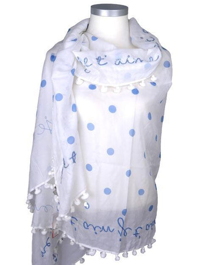 Écharpe Pompon "Je t'aime" Point Jamdani - Citrus