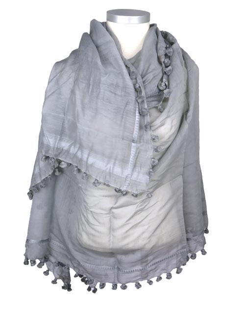 Écharpe Pompon Classique Bleu Gris - Citrus