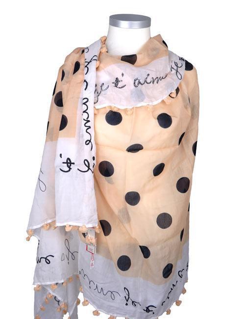 Écharpe Pompon à Gros Pois "Je t'aime" - Citrus