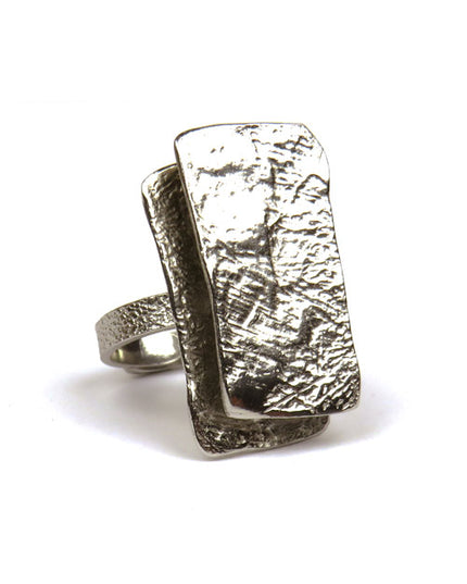 Bague 2 Grands Écussons Argent - Catherine Bijoux