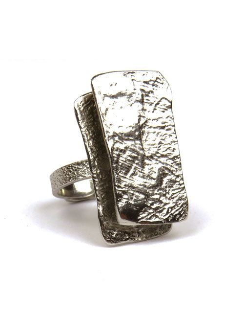 Bague 2 Grands Écussons Argent - Catherine Bijoux