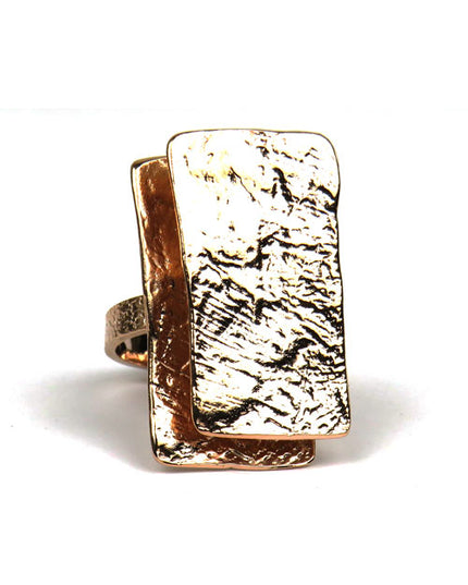 Bague 2 Grands Écussons Or Rose - Catherine Bijoux