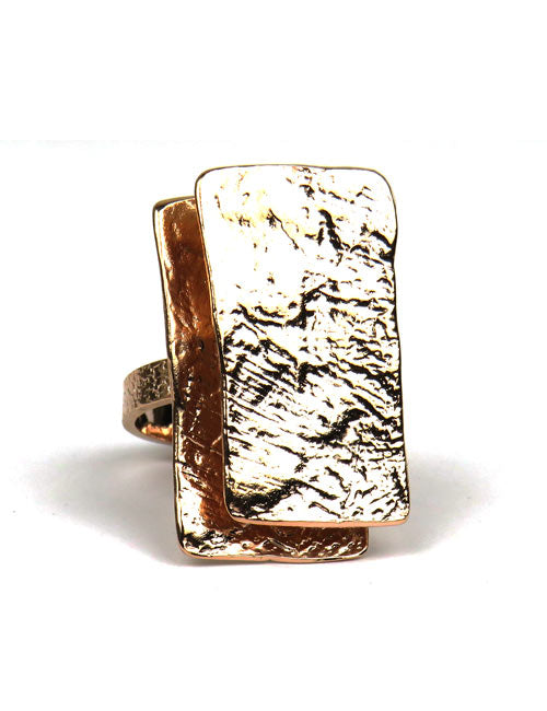 Bague 2 Grands Écussons Or Rose - Catherine Bijoux