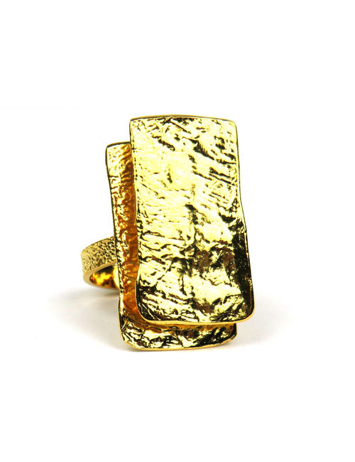 Bague 2 Grands Écussonss Or - Catherine Bijoux