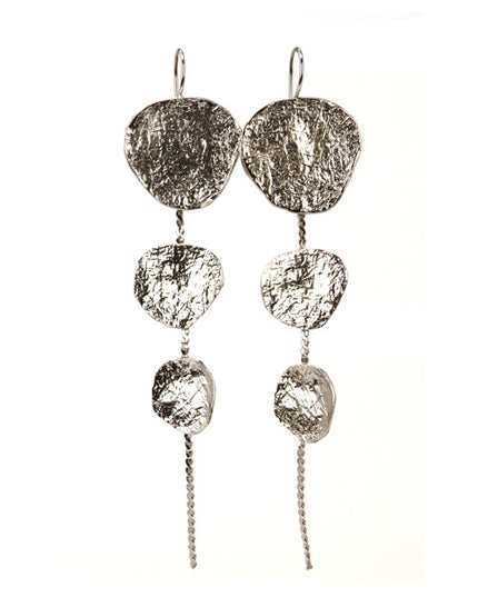 Boucles d'oreilles longues 3 écus ronds Argent - Catherine Bijoux