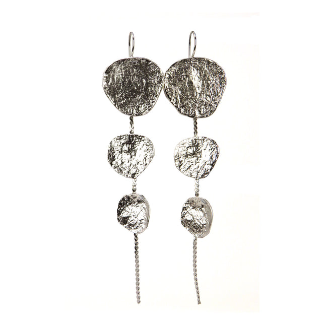 Boucles d'Oreilles Longues 3 Écus Ronds - Catherine Bijoux