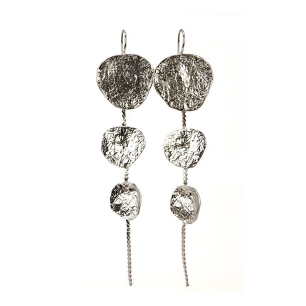 Boucles d'Oreilles Longues Argent 3 Écus Ronds - Catherine Bijoux