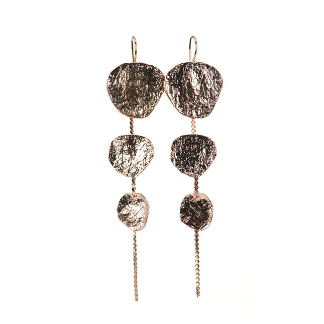 Boucles d'Oreilles Longues 3 Écus Ronds - Catherine Bijoux