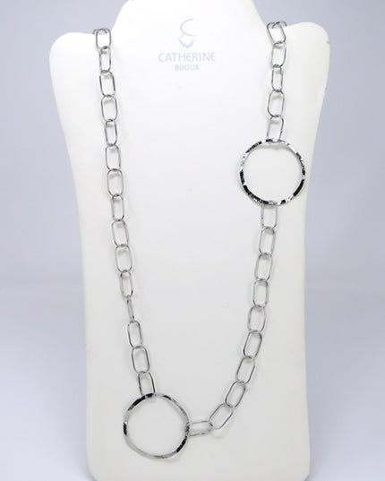 Long collier Saturne Argent - Catherine Bijoux
