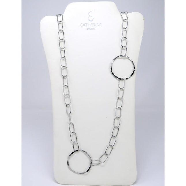 Long Collier Saturne Argent - Catherine Bijoux