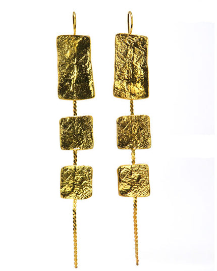 Boucles d'oreilles longues 3 écus Or - Catherine Bijoux