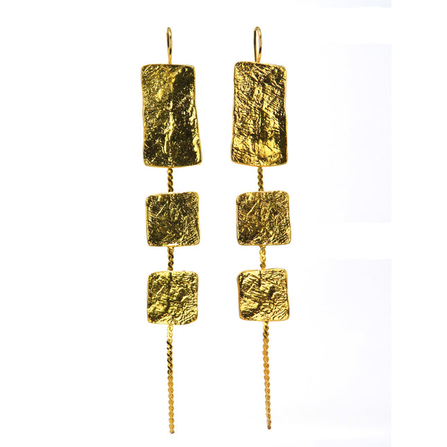 Boucles d'Oreilles Longues 3 Écus - Catherine Bijoux