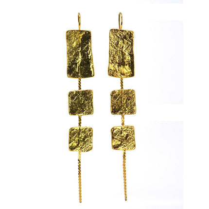 Boucles d'Oreilles Longues 3 Écus Or - Catherine Bijoux