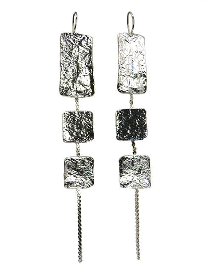 Boucles d'oreilles longues 3 écus Argent - Catherine Bijoux