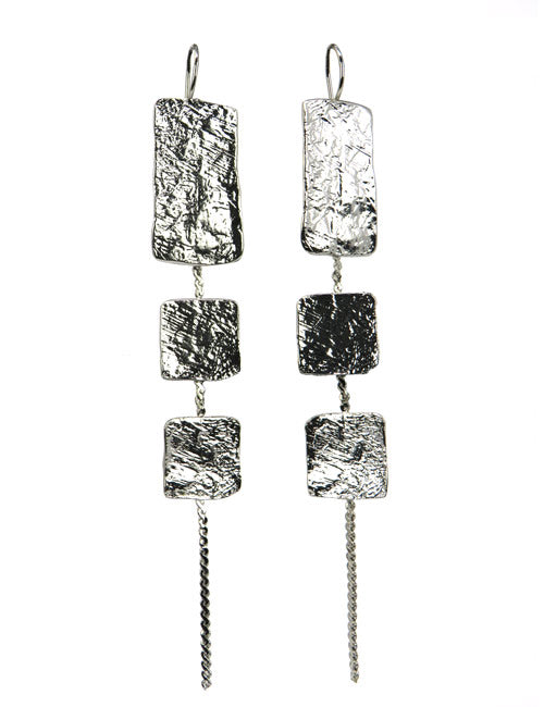 Boucles d'oreilles longues 3 écus Argent - Catherine Bijoux