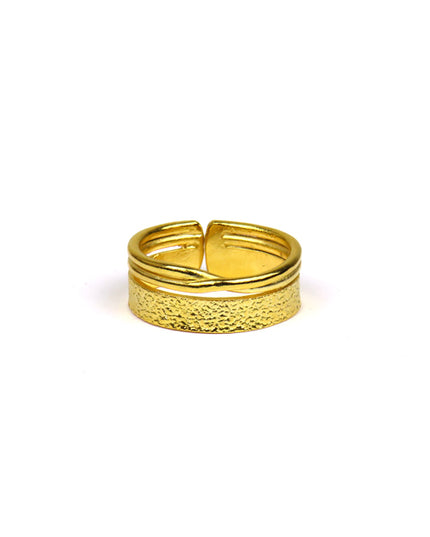 Bague à 3 petites bandes martelées Or - Catherine Bijoux