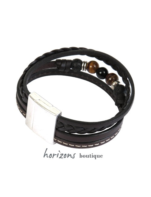 Manchette TRÉCHIC 4 Cuirs Choco verso - Magnum