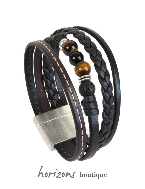 Manchette TRÉCHIC 4 Cuirs Choco vertical - Magnum