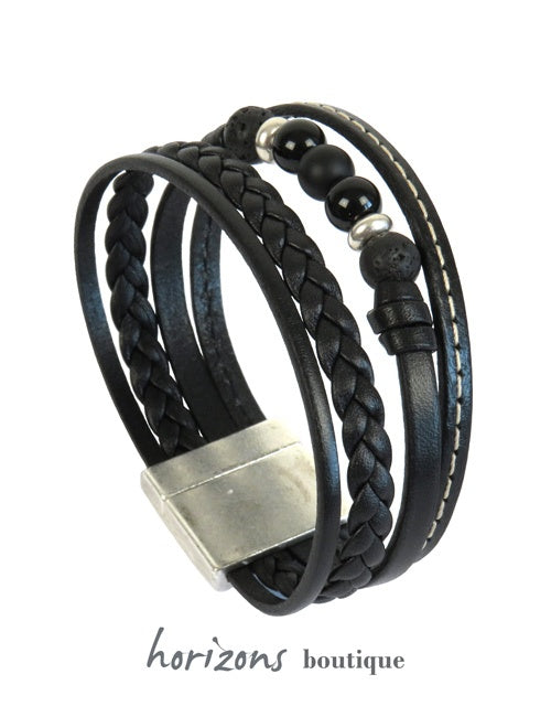 Manchette TRÉCHIC 4 Cuirs Noir vertical - Magnum