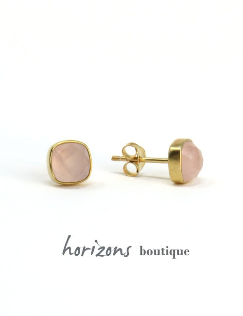 Cahana - Boucles d'Oreilles Carré Rose